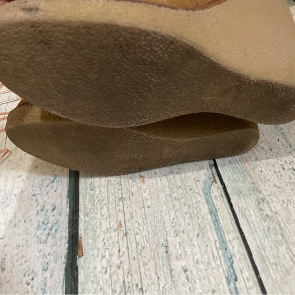 Gap 10 crepe moccasin wedge ankle boots lace up Maple brown tan leather suede - Picture 8 of 11